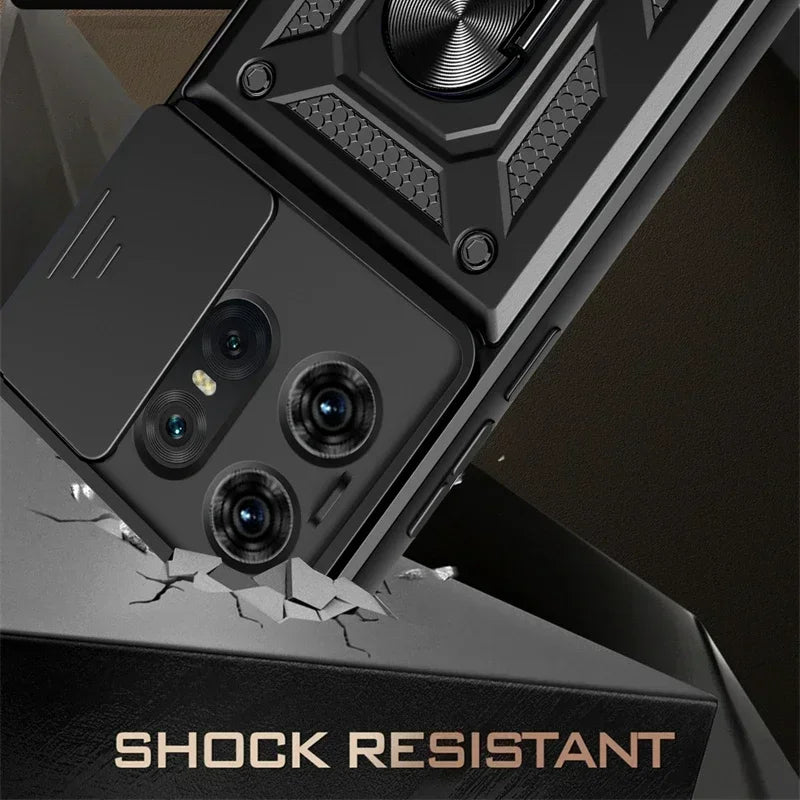 Shockproof Armor Ring Holder Case for Motorola Edge & Moto G Series