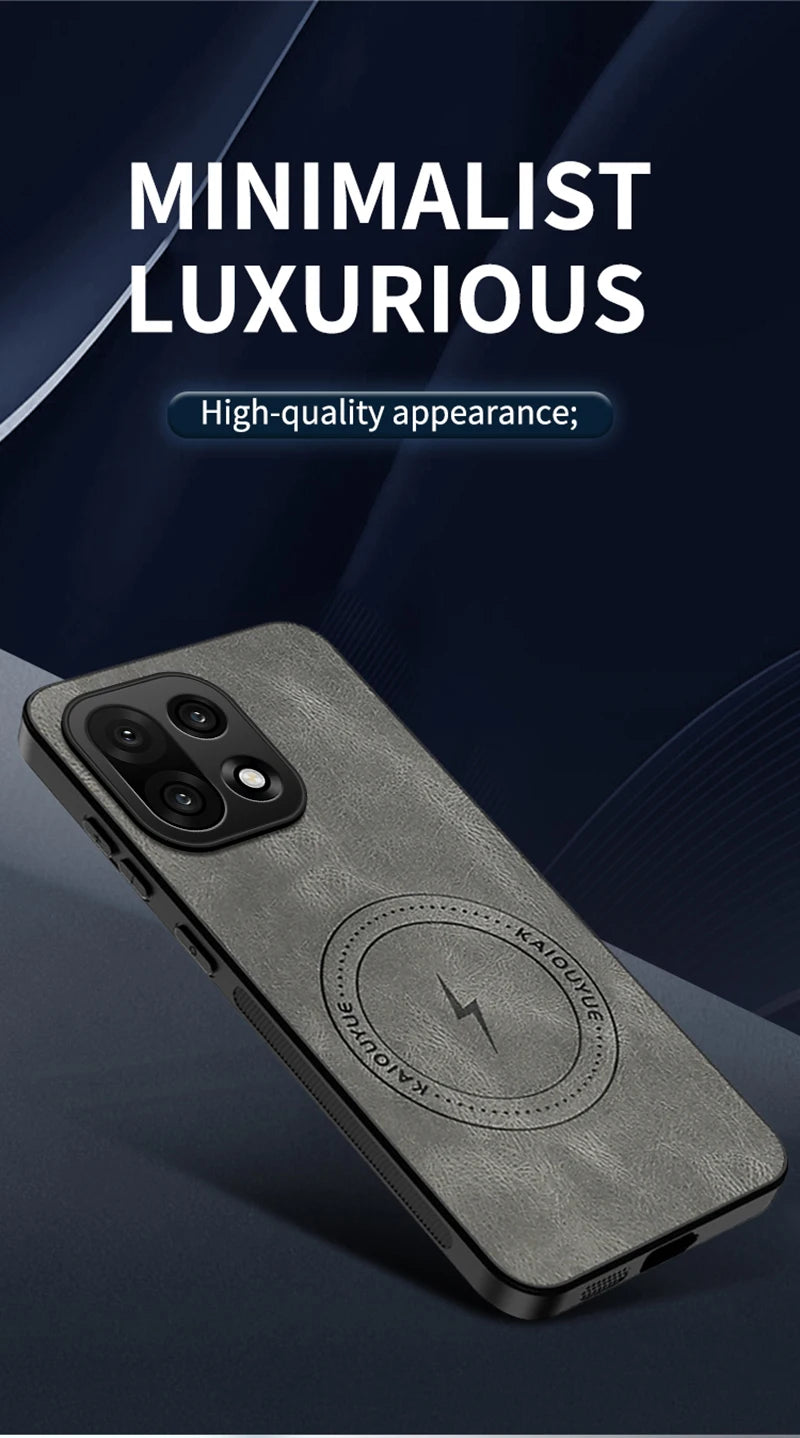 PU Leather Skin-Feel Case for OnePlus 15 — Shockproof Magnetic Back Cover