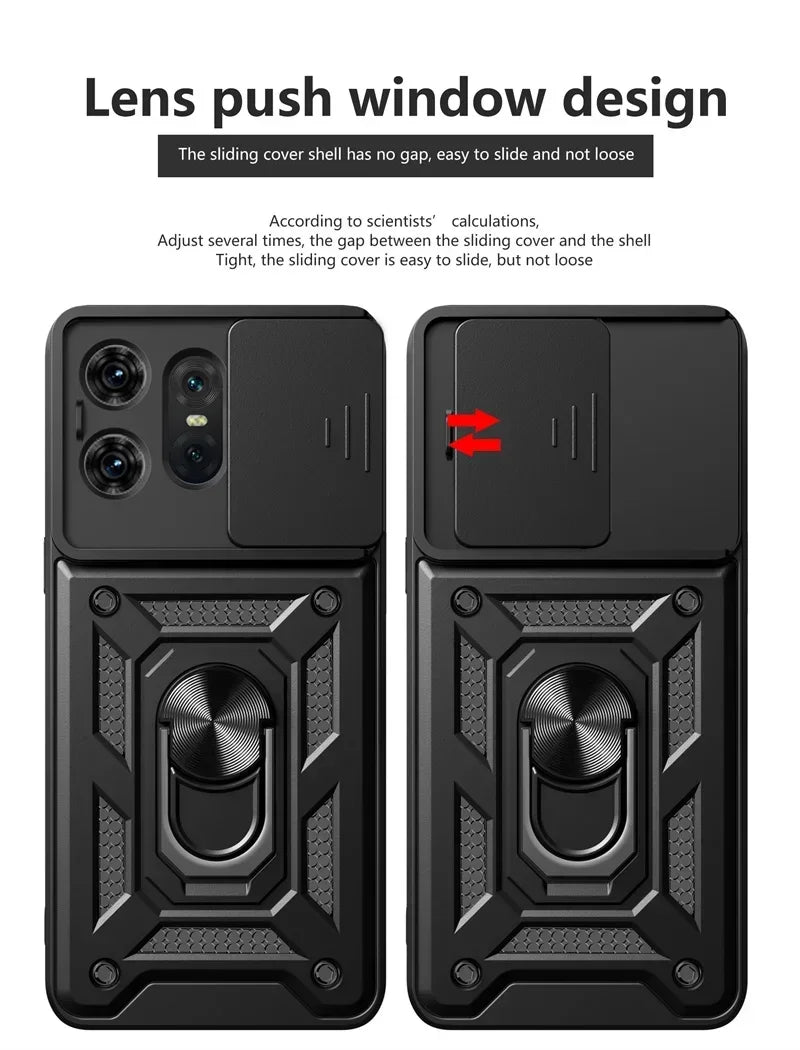 Shockproof Armor Ring Holder Case for Motorola Edge & Moto G Series
