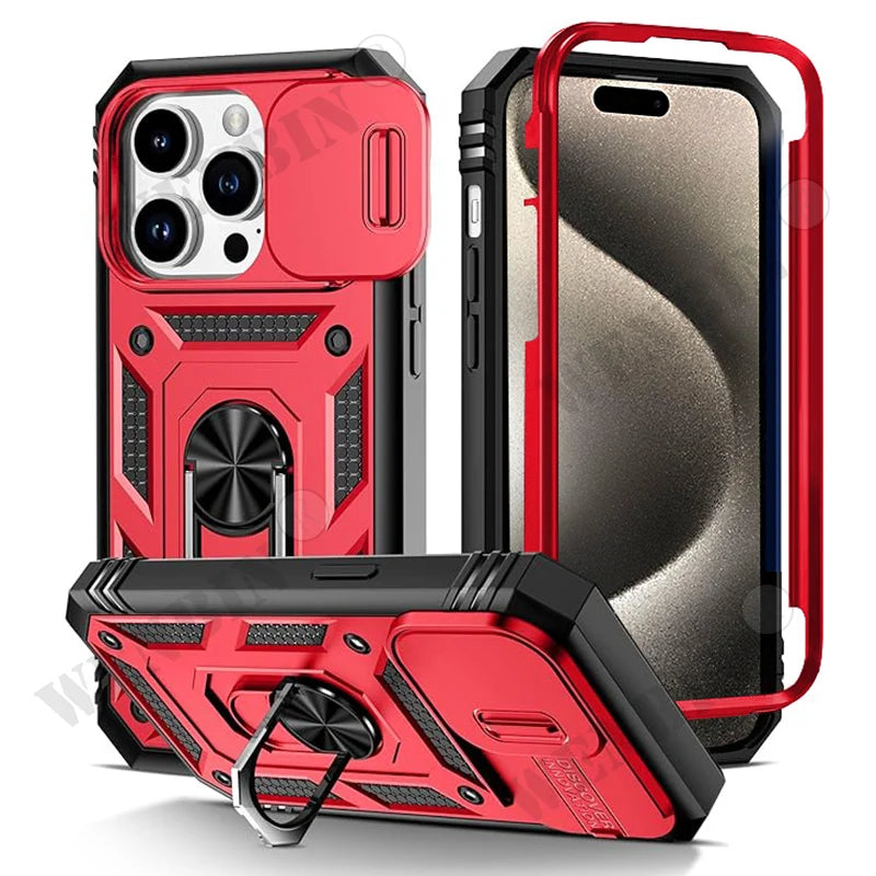 Heavy Duty iPhone Case with Kickstand & 360° Camera Cover