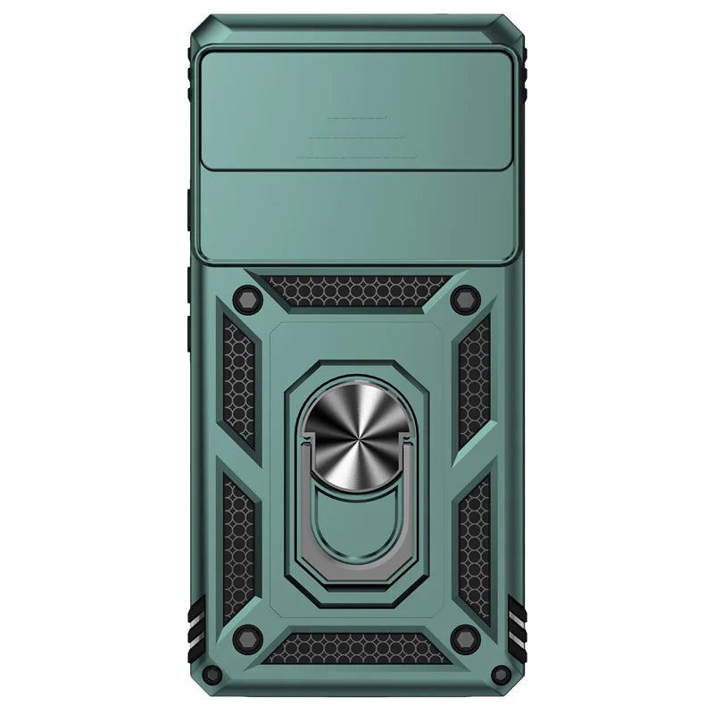 Sliding Camera Cover Armor Case with Ring Holder for Google Pixel 6–8 Series