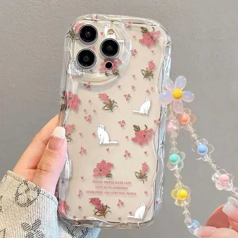 Flower Chain Lanyard Phone Case – Motorola G & Edge Series | Silicone Full Coverage