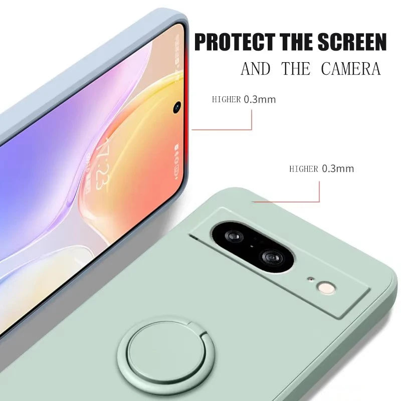 Liquid Silicone Kickstand Case for Google Pixel — Hidden Folding Stand with Ring Holder