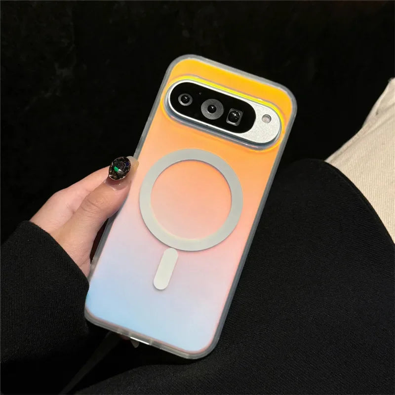 Matte Laser Rainbow Gradient MagSafe Case for Google Pixel 9–10 Series