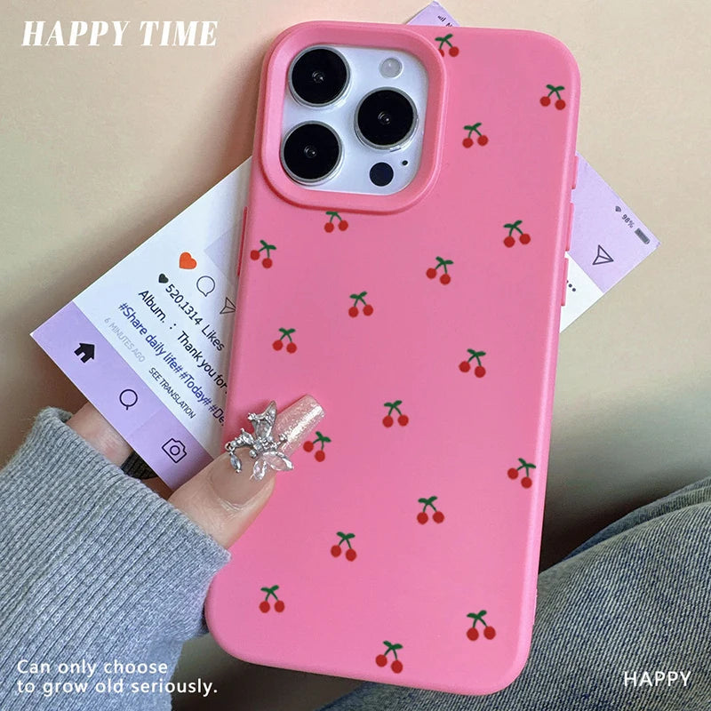 Cartoon Cherry Silicone iPhone Case