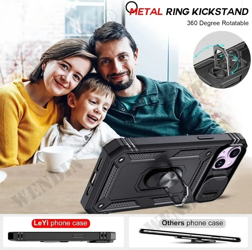 Heavy Duty iPhone Case with Kickstand & 360° Camera Cover