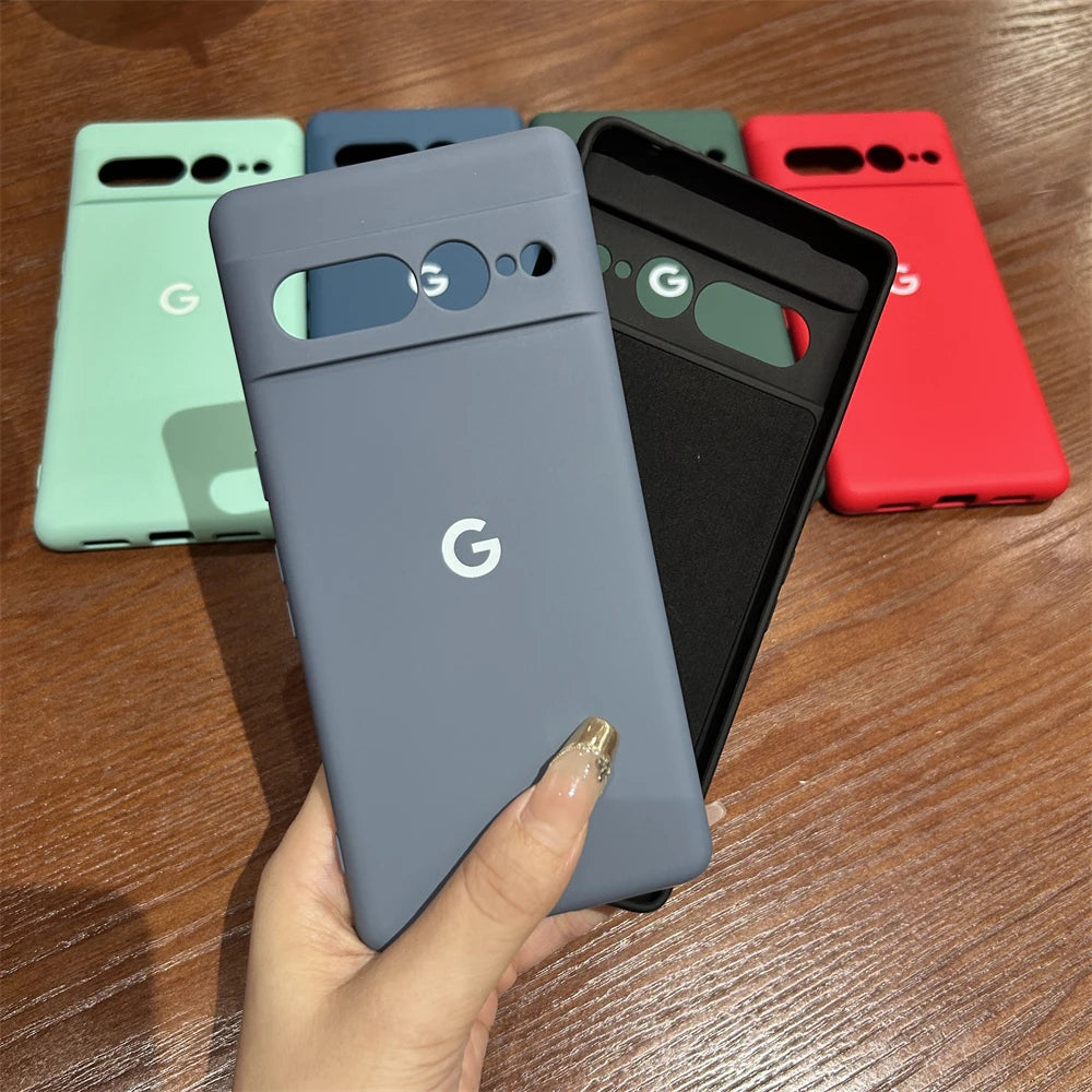 Solid Color Silicone Shockproof Case for Google Pixel 6–8 Series