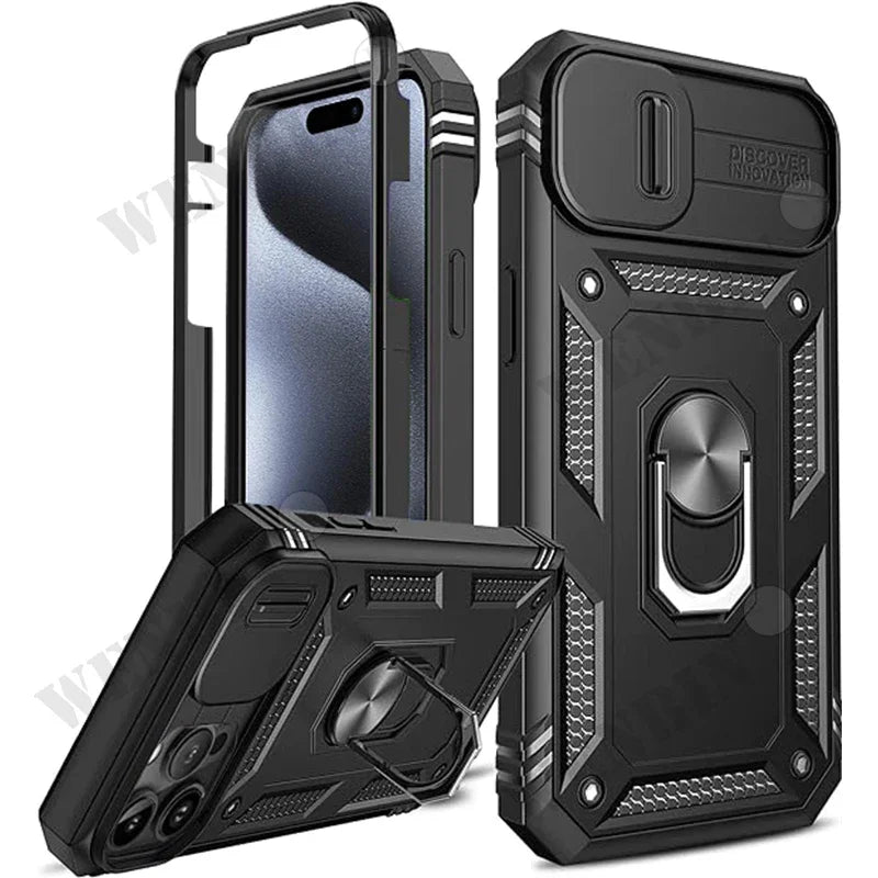 Heavy Duty iPhone Case with Kickstand & 360° Camera Cover