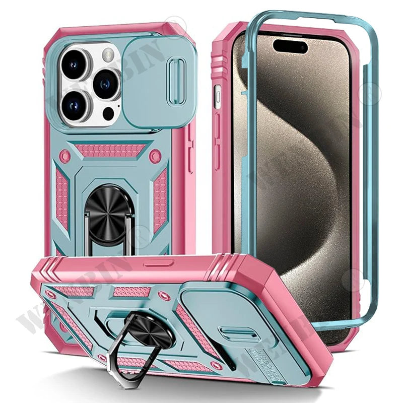 Heavy Duty iPhone Case with Kickstand & 360° Camera Cover