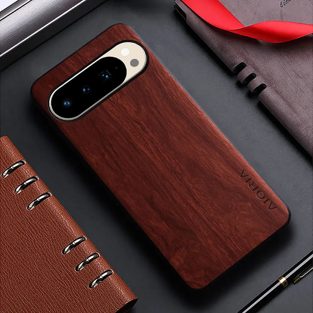 Bamboo Wood Pattern PU Leather Case for Google Pixel (Pixel 4–10 Series)