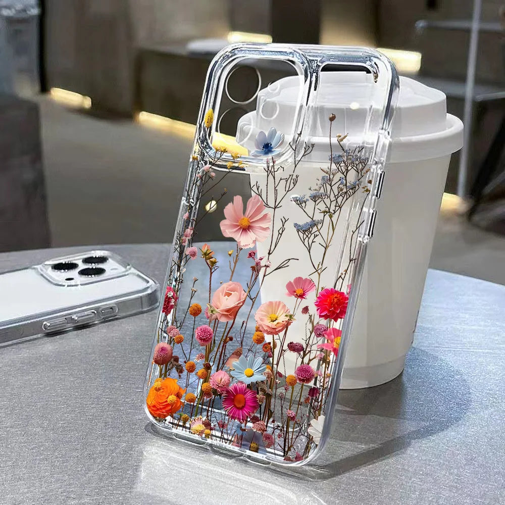 Clear Floral Samsung Galaxy Case – Shockproof Silicone Flower Cover