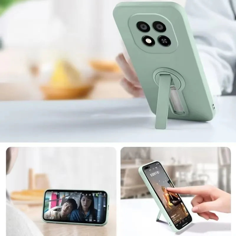 Liquid Silicone Kickstand Case for Google Pixel — Hidden Folding Stand with Ring Holder