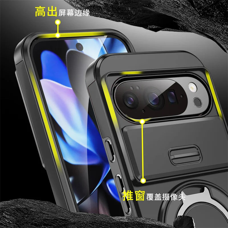 Armor Case with Magnetic Ring Stand for Google Pixel 10 / 9 / 8 / 7 Series