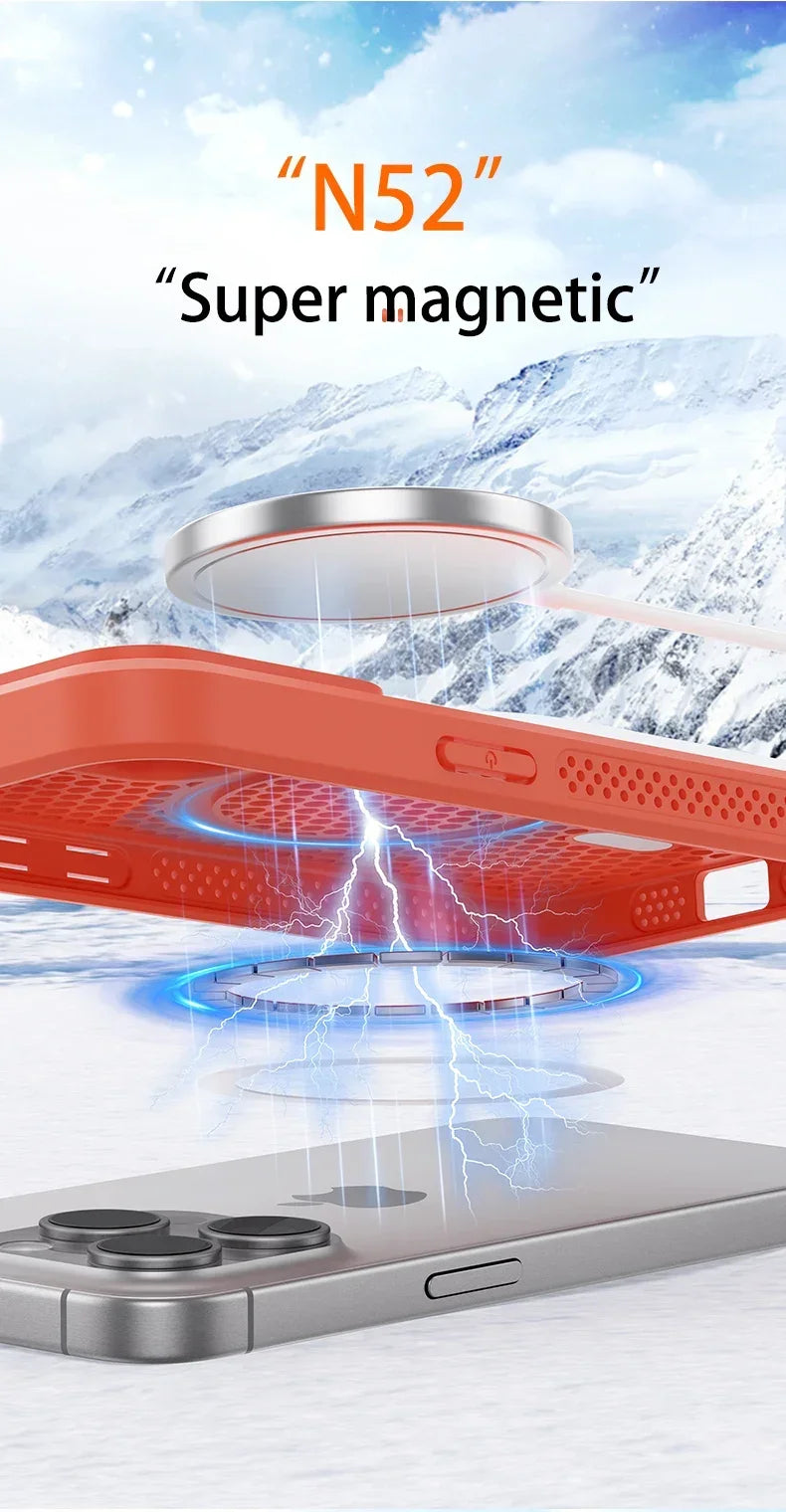 Cooling Heat Dissipation Phone Case for iPhone 17 / 16 / 15 / 14 / 13 / 12 / 11 Series | MagSafe Compatible