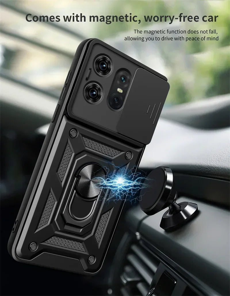 Shockproof Armor Ring Holder Case for Motorola Edge & Moto G Series