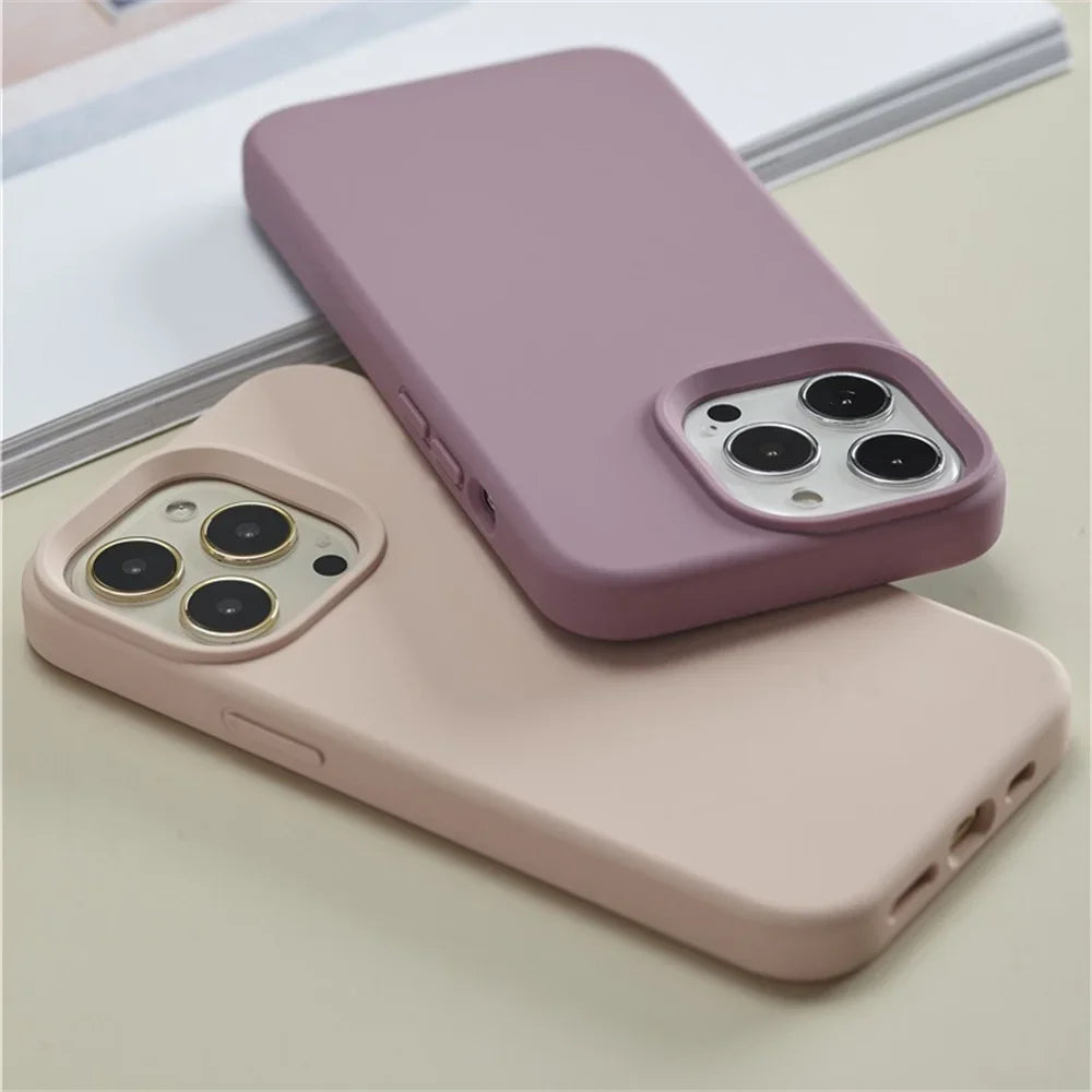 Luxury Liquid Silicone Case for iPhone 17 / 16 / 15 / 14 / 13 / 12 / 11 / X / XR / 8 / 7 Series – Shockproof Full Coverage