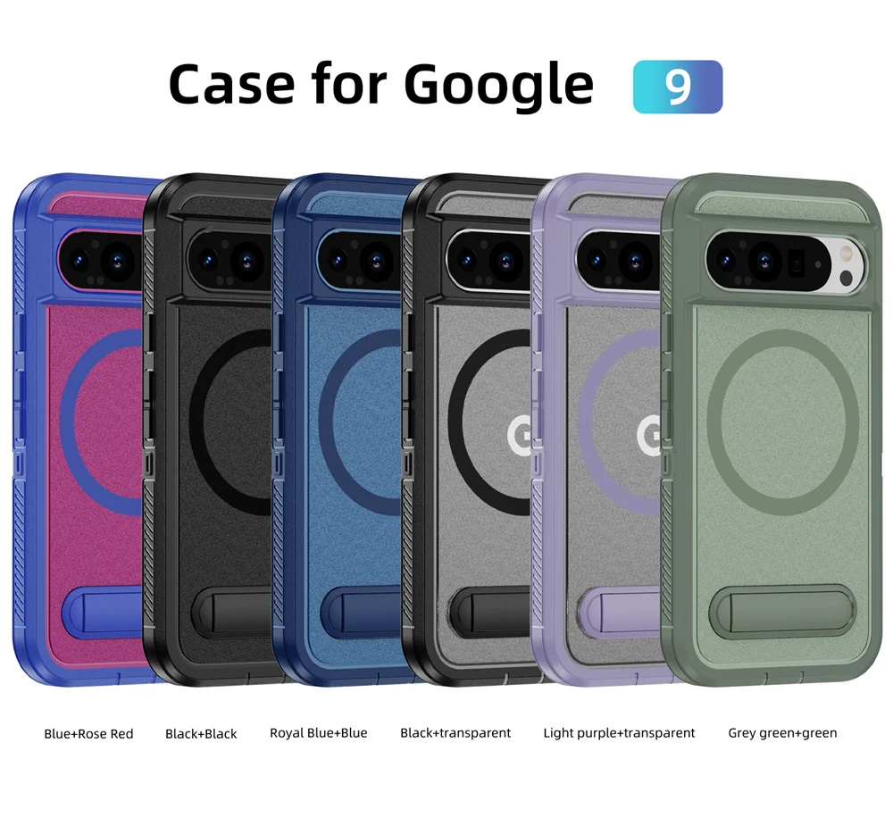 Luxury Folding Stand Magnetic Armour Case for Google Pixel 8 / 8A / 8 Pro / 9 / 9 Pro / 9 Pro XL