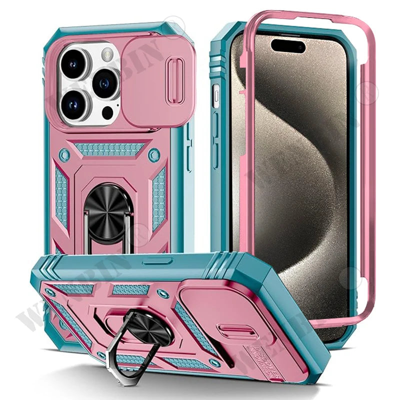 Heavy Duty iPhone Case with Kickstand & 360° Camera Cover