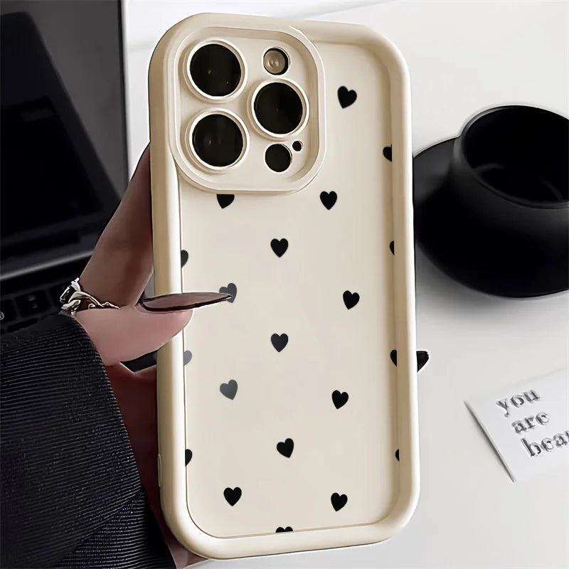 Love Heart Phone Case for iPhone 17 / 16 / 15 / 14 / 13 / 12 / 11 / X / XR / XS / 8 Series | Soft TPU Protective Cover with Lanyard