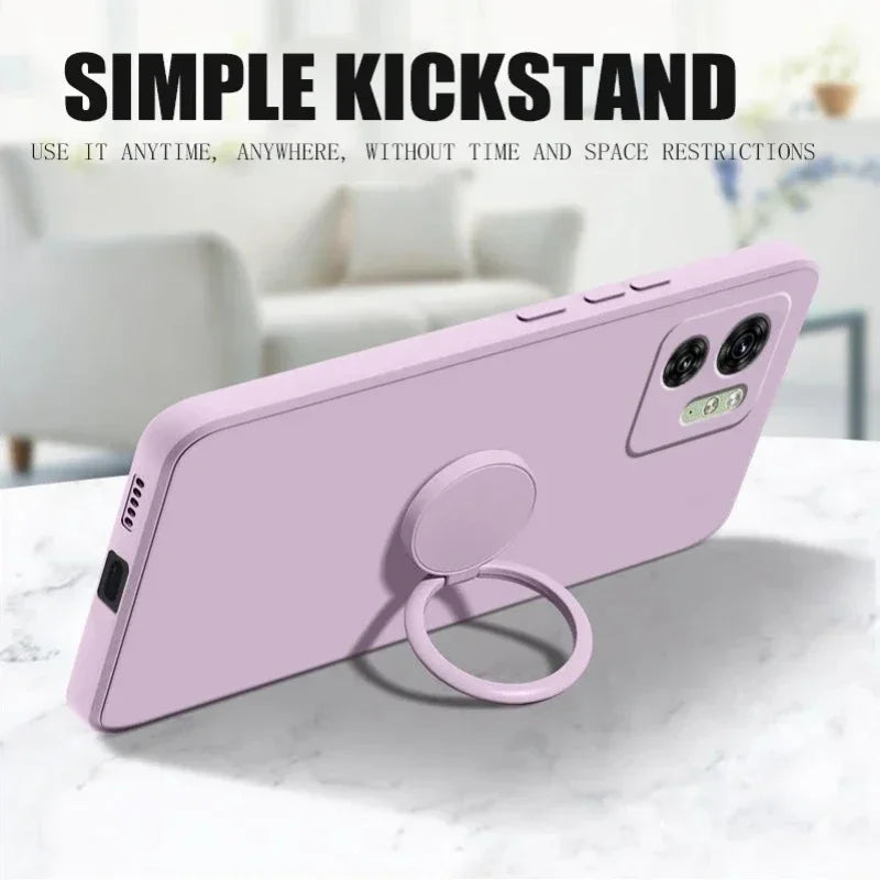 Liquid Silicone Ring Holder Case for Motorola Edge & Moto G Series