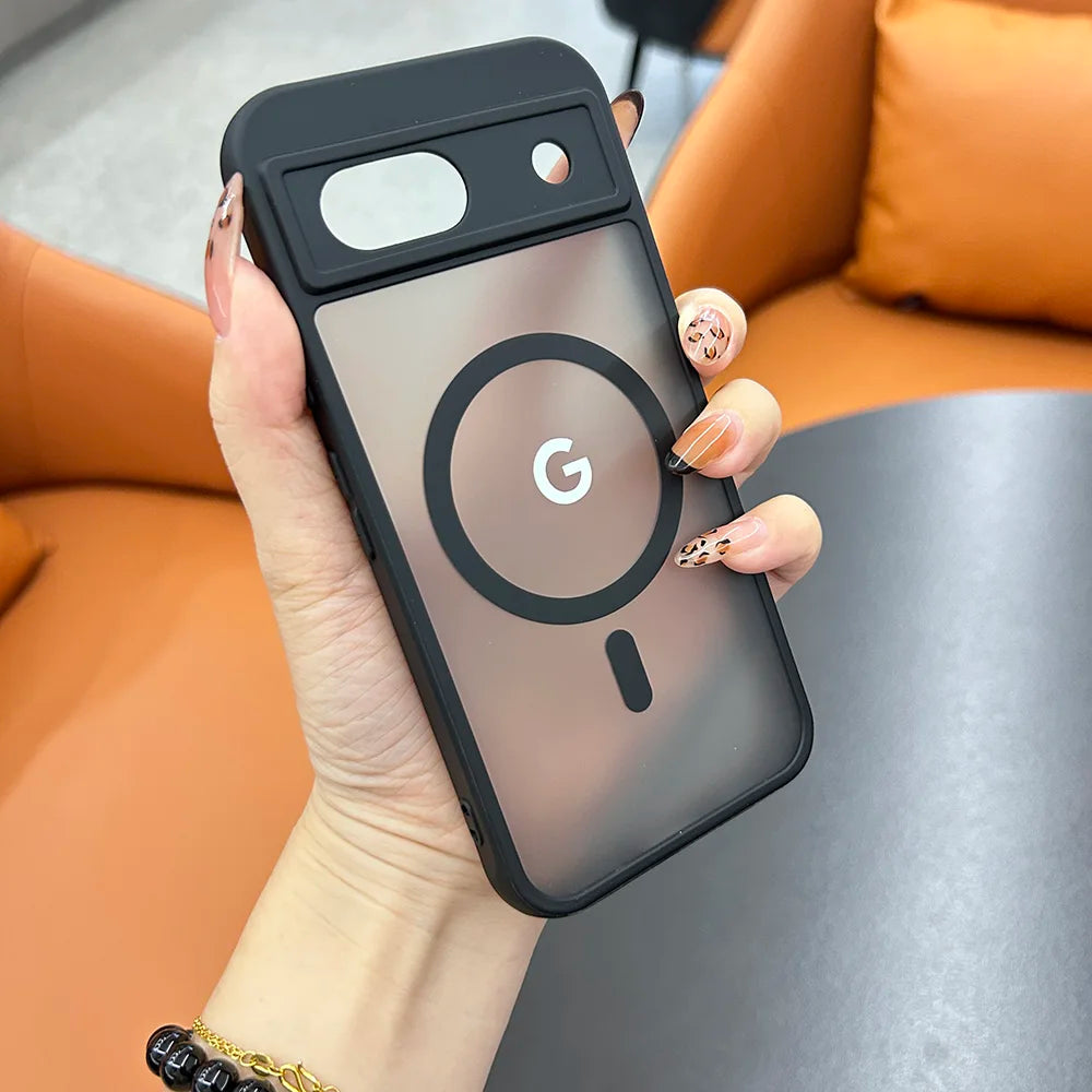 Matte Clear MagSafe Case for Google Pixel — Translucent Frosted Shockproof Cover