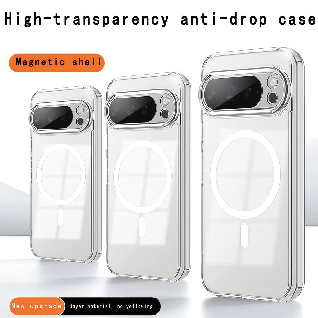Magnetic Armor Matte Frosted Case for Google Pixel (Clear & Black — Pixel 6 to Pixel 10 Series)