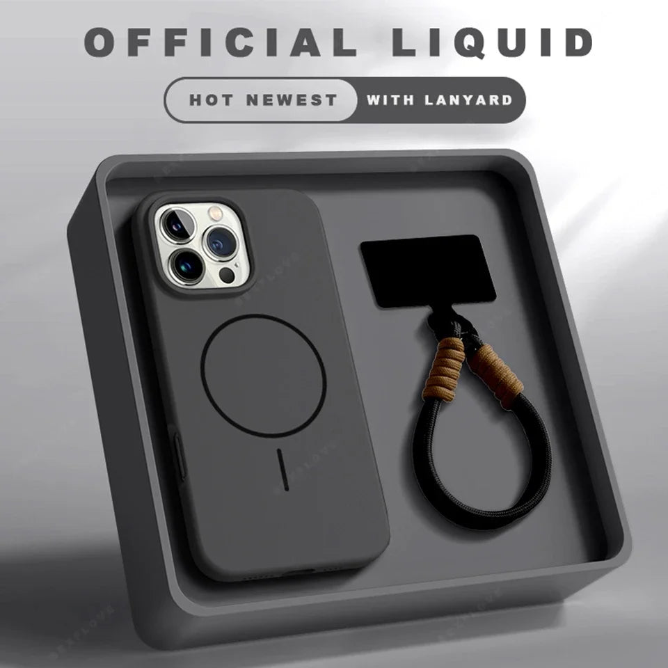 MagSafe Silicone iPhone Case with Lanyard | iPhone 11–16 Pro Max