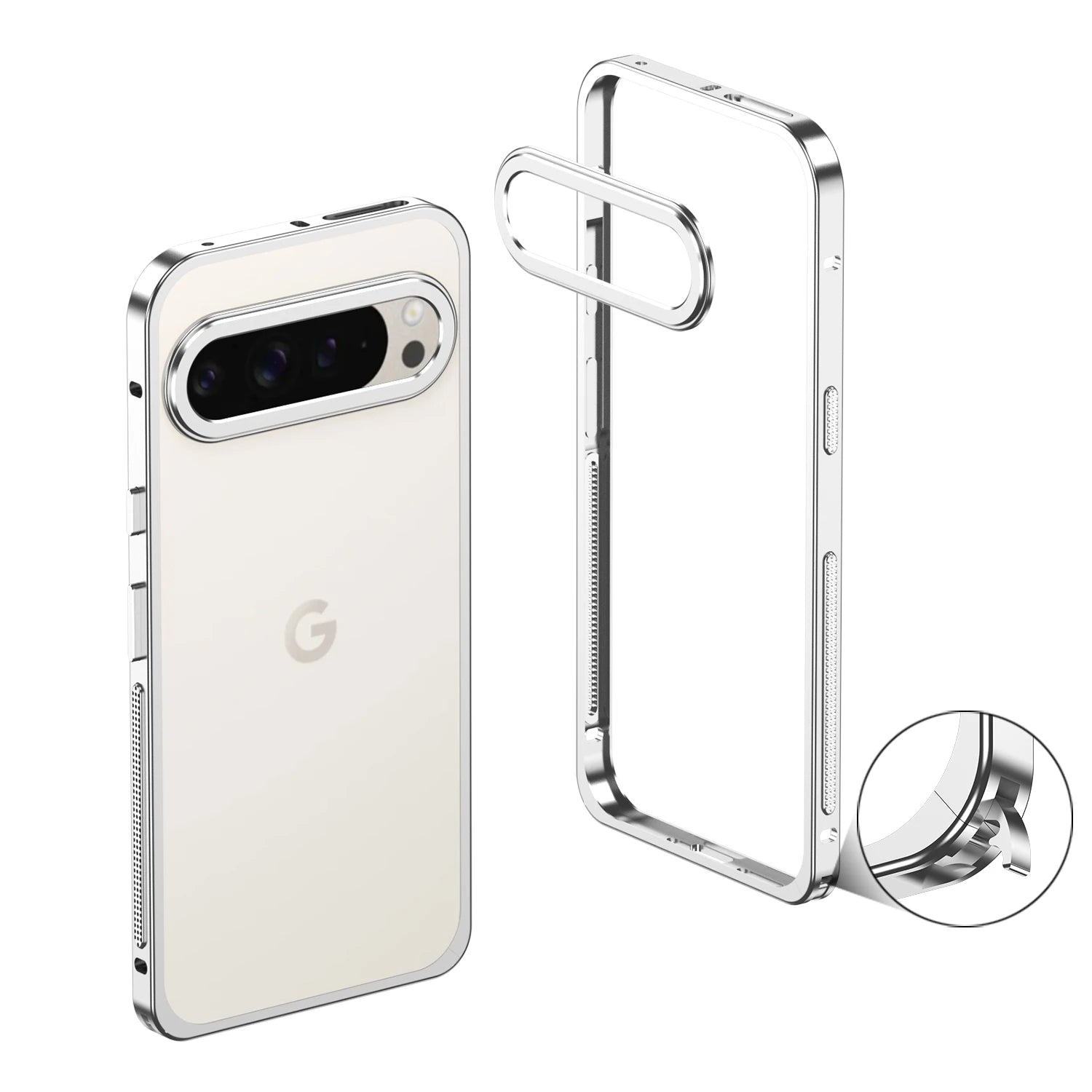 Aviation Aluminum Alloy Bumper Case for Google Pixel 10 / 9 / 8 / 7 Series with Metal Lens Cover