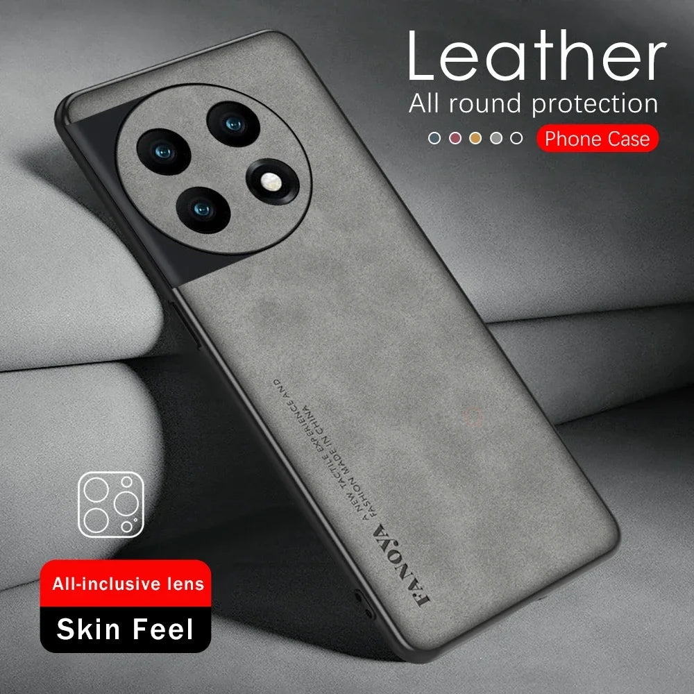 Luxury Sheepskin Leather Case for OnePlus 11 / Ace 2 / 10 Pro / 9 / 8T Series | Retro Men's Back Cover