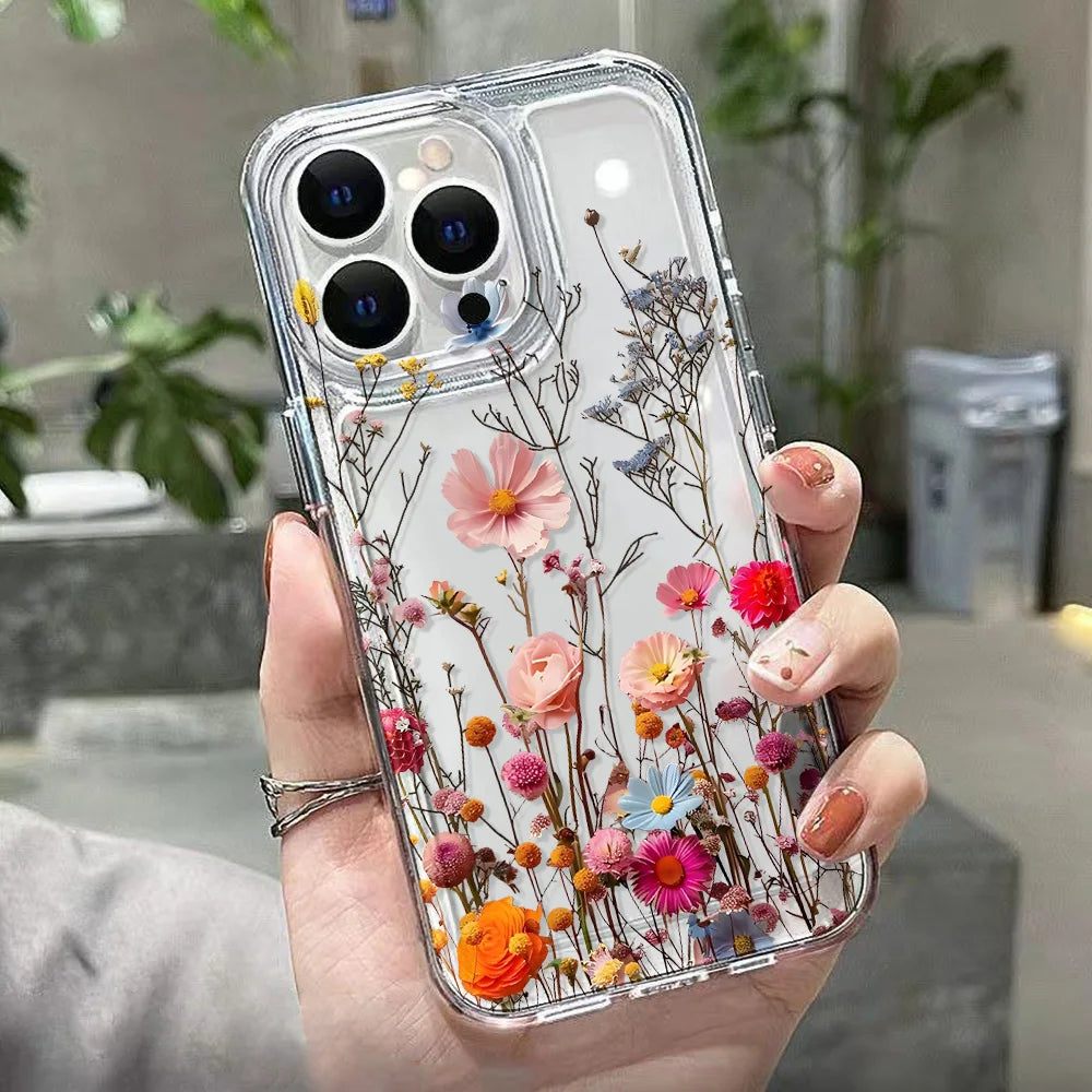 Clear Floral Samsung Galaxy Case – Shockproof Silicone Flower Cover