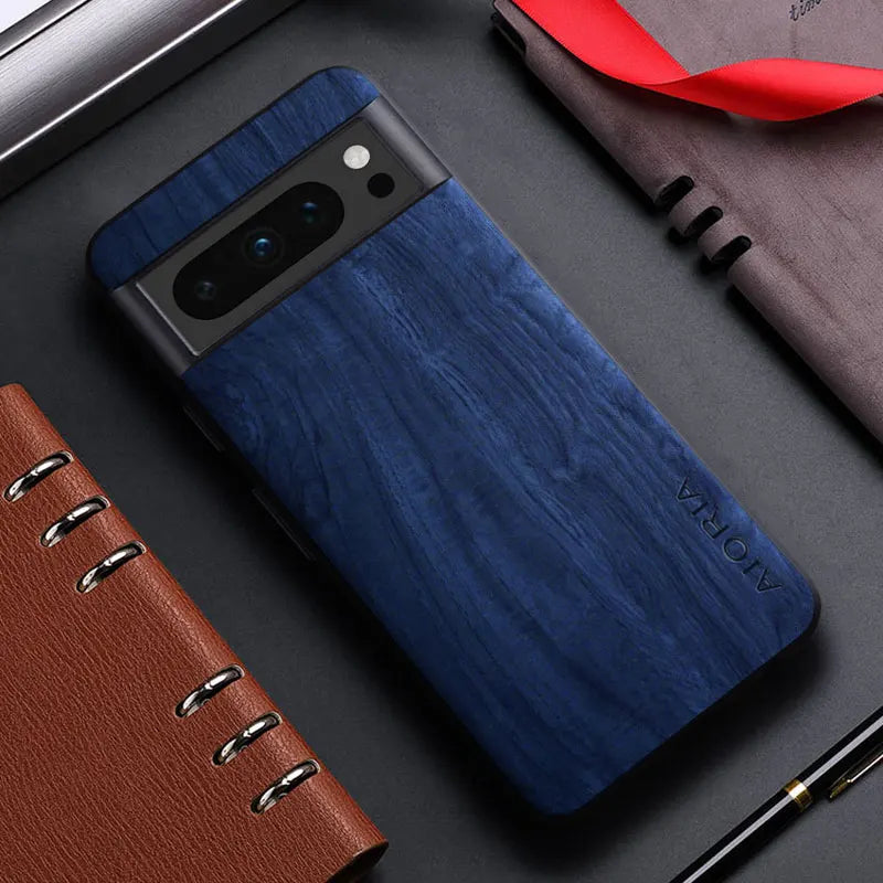 Bamboo Wood Pattern PU Leather Case for Google Pixel — Slim Back Cover