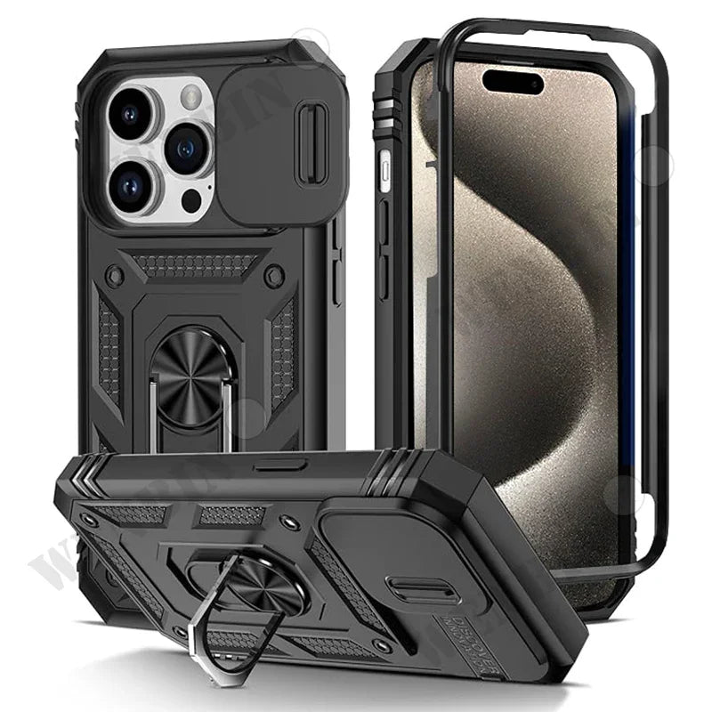 Heavy Duty iPhone Case with Kickstand & 360° Camera Cover