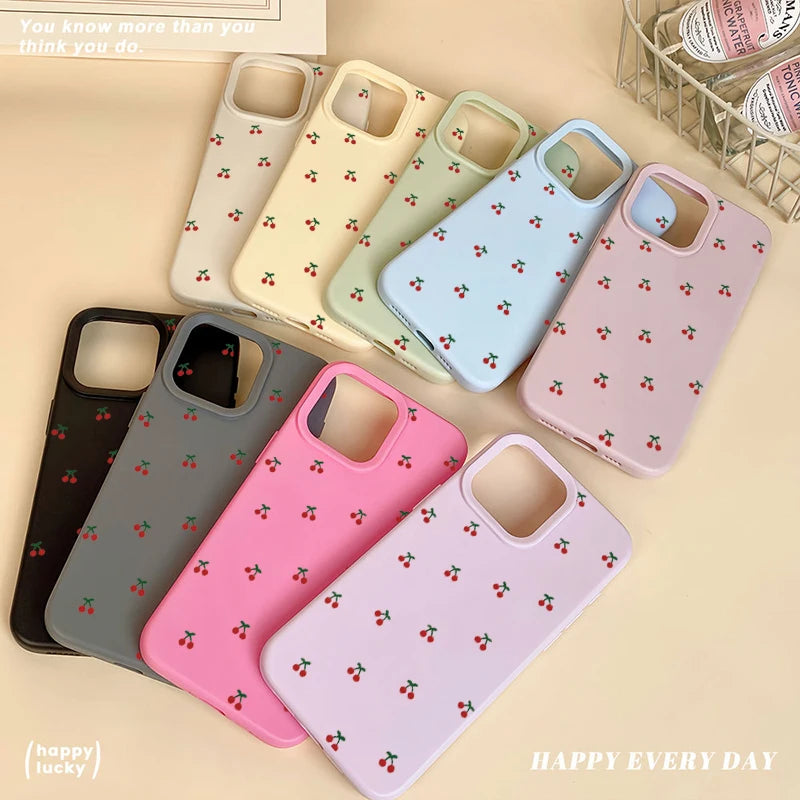 Cartoon Cherry Silicone iPhone Case
