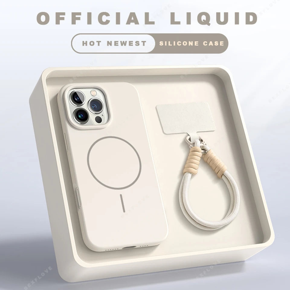 MagSafe Silicone iPhone Case with Lanyard | iPhone 11–16 Pro Max