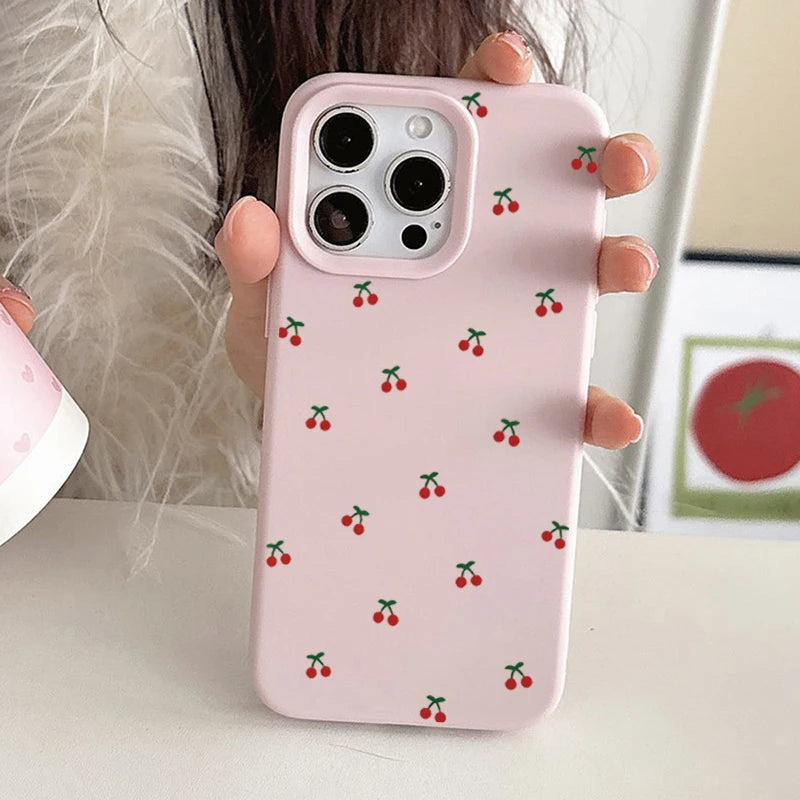 Cartoon Cherry Silicone iPhone Case