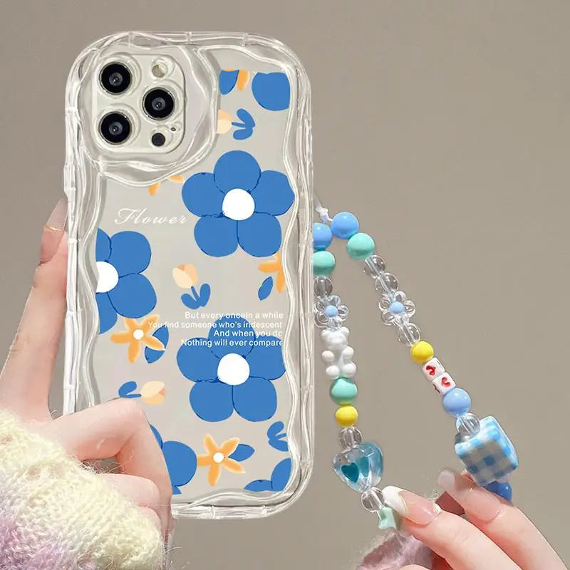 Flower Chain Lanyard Phone Case – Motorola G & Edge Series | Silicone Full Coverage