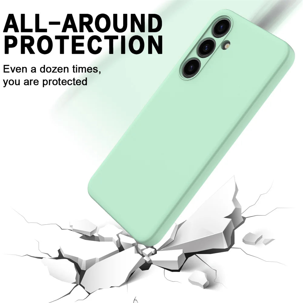 Liquid Silicone Case for Samsung Galaxy S23 / S24 / S25 / S26 Series – Camera Lens Protection, Soft Full Cover