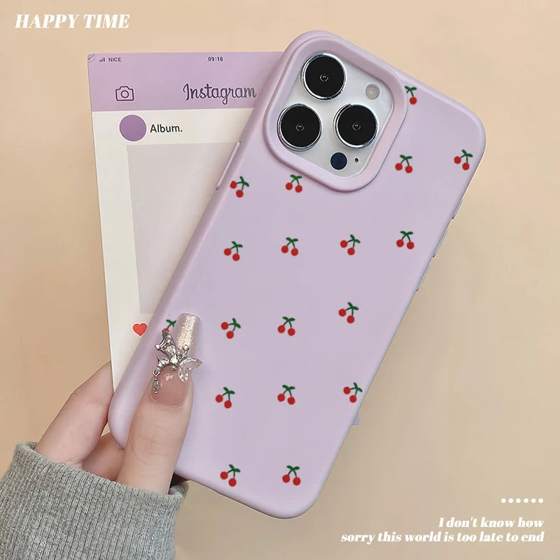 Cartoon Cherry Silicone iPhone Case