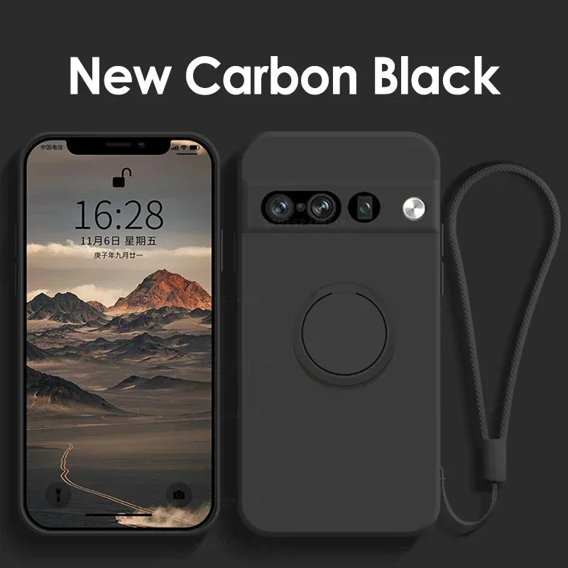 Magnetic Ring Holder Stand Liquid Silicone Case for Google Pixel 6 / 6A / 6 Pro / 7 / 7A / 7 Pro / 8 / 8A / 8 Pro / 9 / 9A / 9 Pro / 9 XL / 10 / 10A / 10 Pro / 10 Pro XL