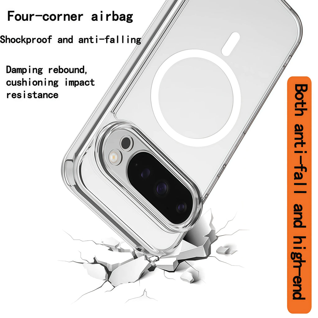 Magnetic Armor Matte Frosted Case for Google Pixel (Clear & Black — Pixel 6 to Pixel 10 Series)