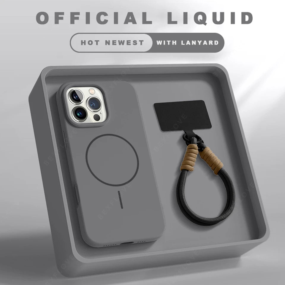 MagSafe Silicone iPhone Case with Lanyard | iPhone 11–16 Pro Max
