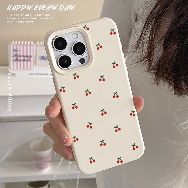 Cartoon Cherry Silicone iPhone Case