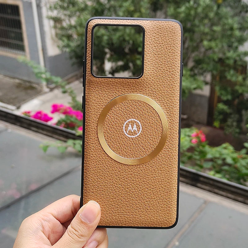 Motorola Litchi Leather Magnetic Case