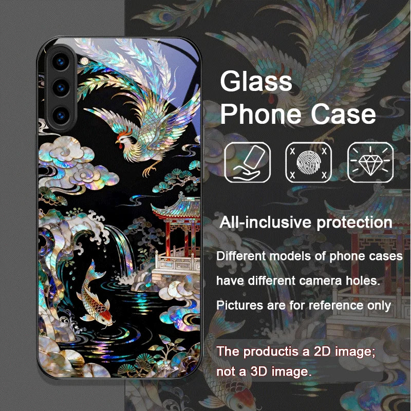 Samsung Galaxy Tempered Glass Case – Tiger, Dragon & Marble Print