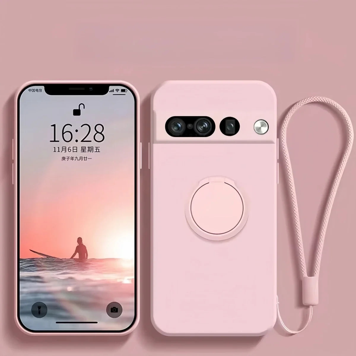 Magnetic Ring Holder Stand Liquid Silicone Case for Google Pixel 6 / 6A / 6 Pro / 7 / 7A / 7 Pro / 8 / 8A / 8 Pro / 9 / 9A / 9 Pro / 9 XL / 10 / 10A / 10 Pro / 10 Pro XL