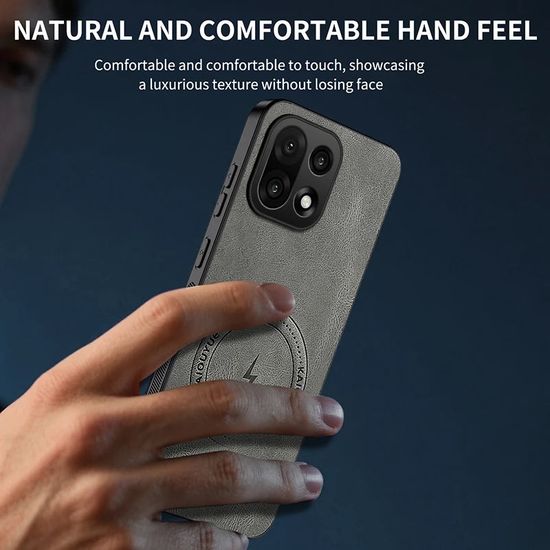PU Leather Skin-Feel Case for OnePlus 15 — Shockproof Magnetic Back Cover
