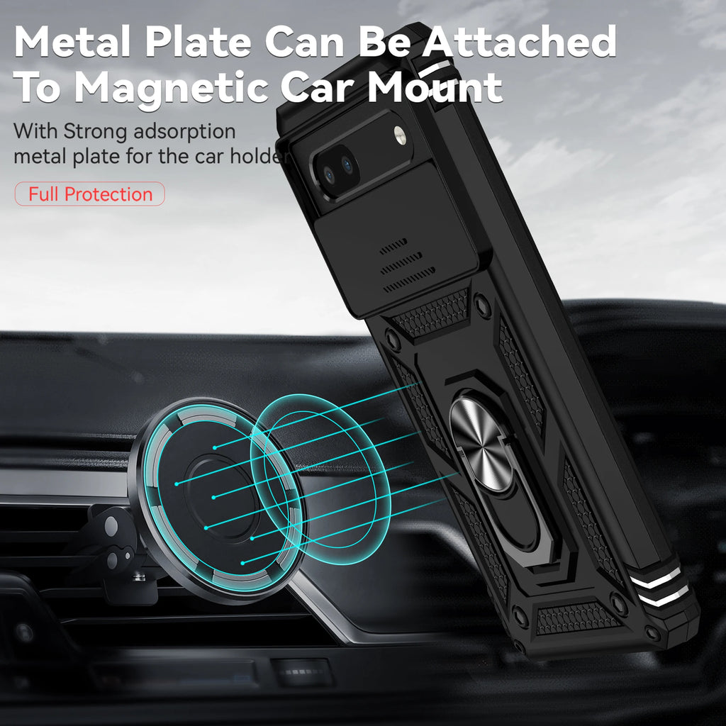 Sliding Window Ring Holder Case for Google Pixel — Camera Lens Protection Shockproof Cover