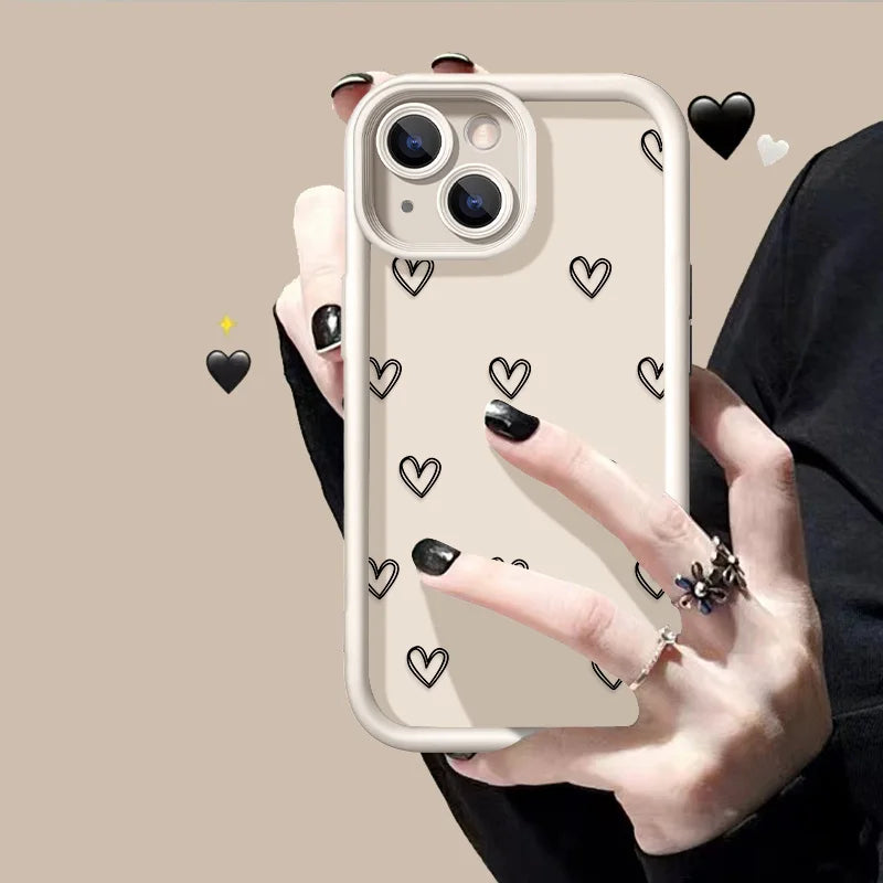 Love Heart Phone Case for iPhone 17 / 16 / 15 / 14 / 13 / 12 / 11 / X / XR / XS / 8 Series | Soft TPU Protective Cover with Lanyard