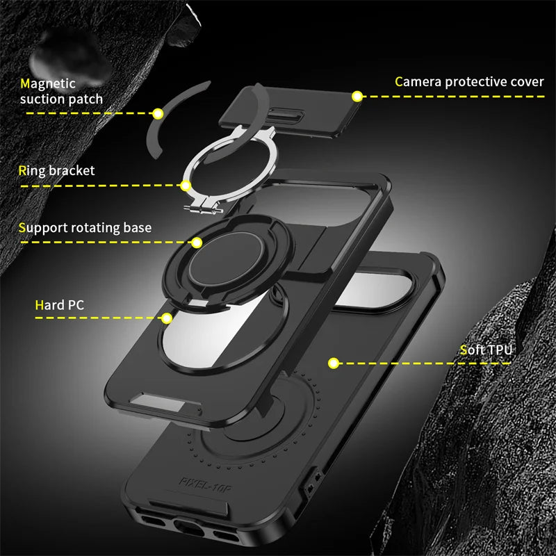 Armor Case with Magnetic Ring Stand for Google Pixel 10 / 9 / 8 / 7 Series