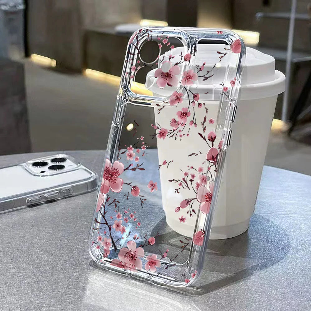 Clear Floral Samsung Galaxy Case – Shockproof Silicone Flower Cover
